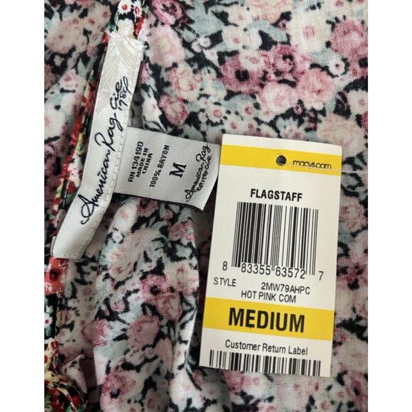 American Rag Mini Dress Women’s Size Medium Boho Floral Print Faux Wrap - Picture 4 of 16